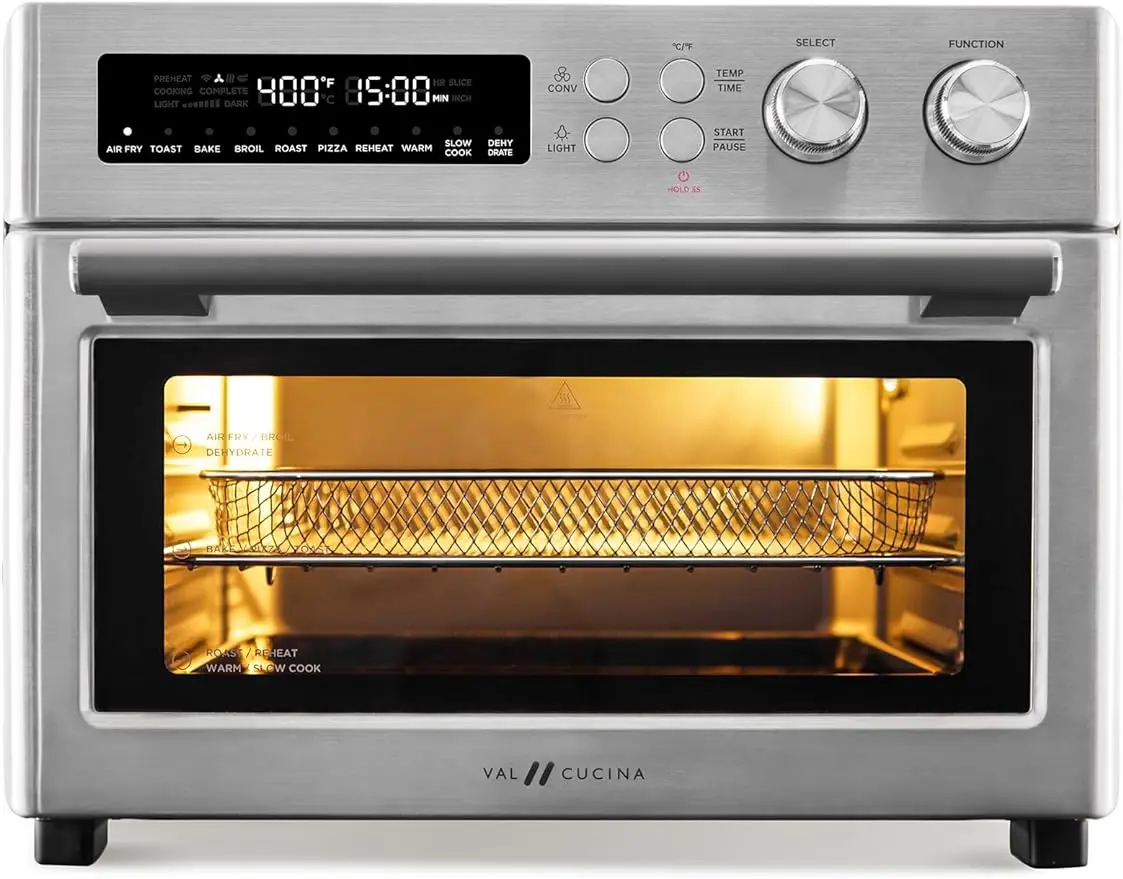 

VAL CUCINA Infrared Heating Air Fryer Toaster Oven, Extra Large Countertop Convection Oven 10-in-1 Combo, 6-Slice Toast, Enamel