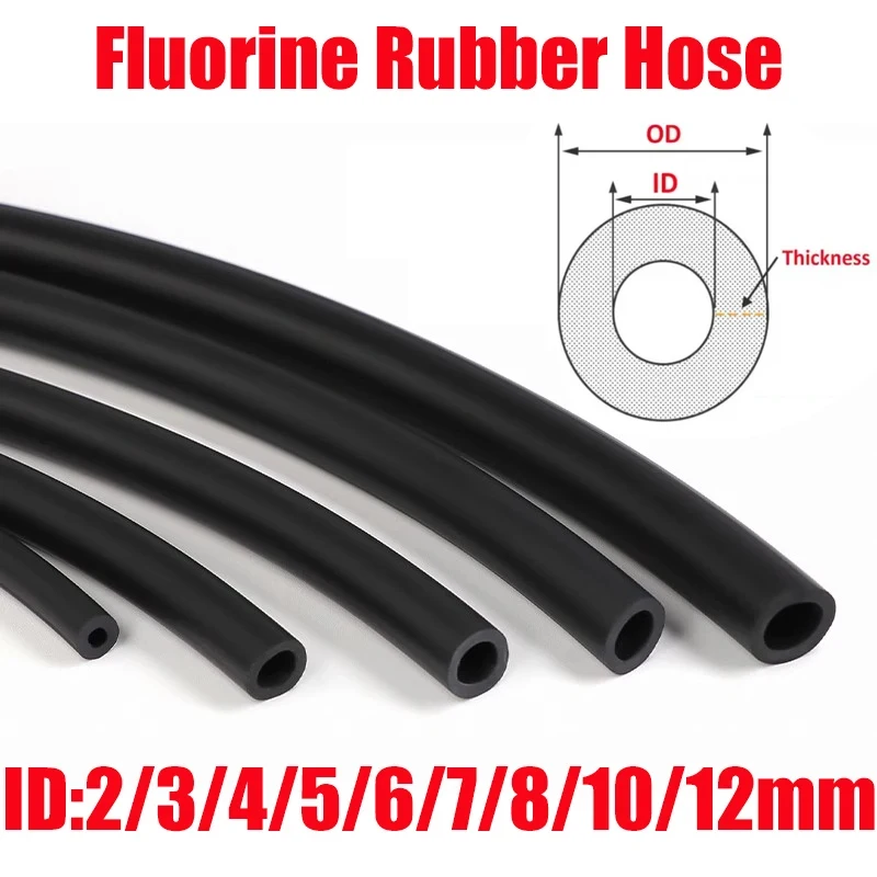 2mm 3mm 4mm 5mm 6mm 7-12mm ID Fluoroelastomer Tube / Corrosion Resistant Black Rubber Hose for Automotive & Industrial Use