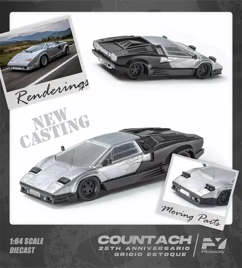 Finclassically 1:64 Countach LP 5000 GRIGIO ESTOQUE limited799 Diecast Model Car