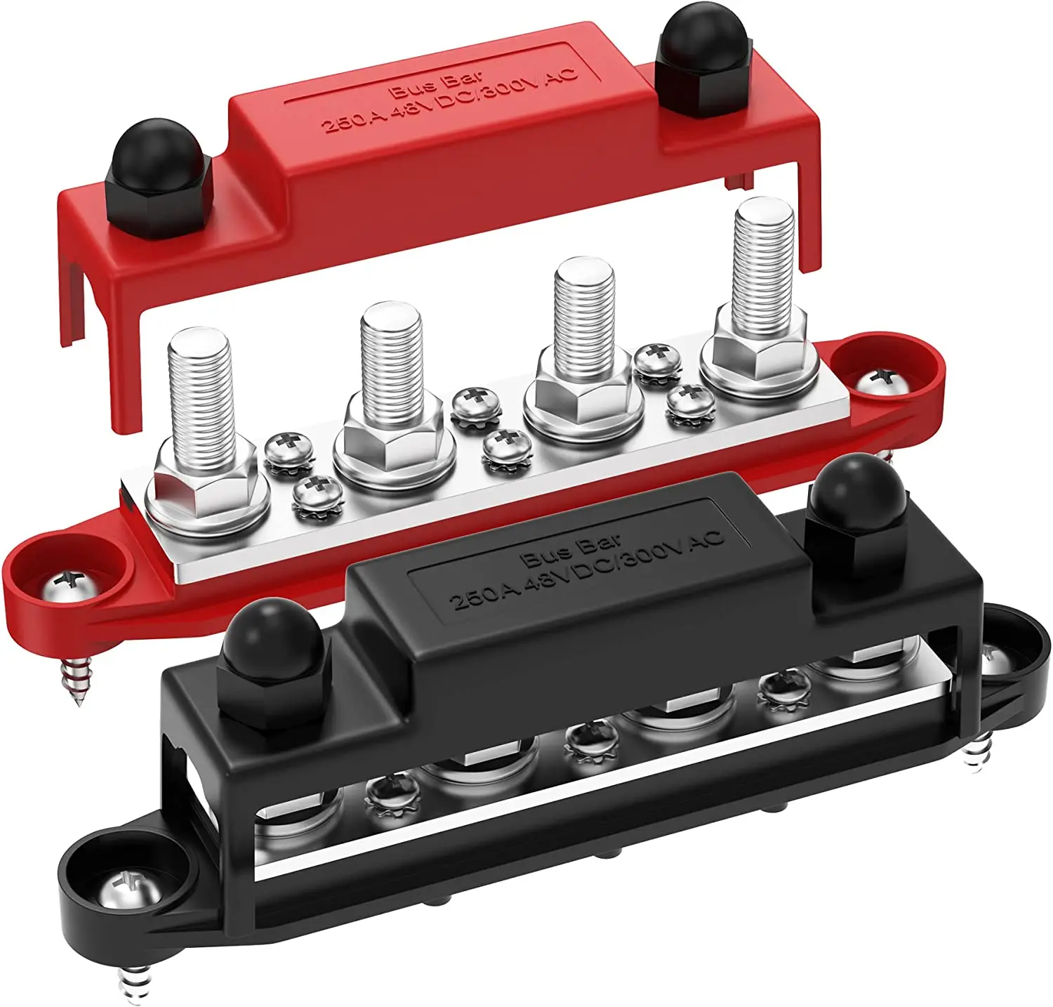 250A 12V Bus Bar Power Distribution Block 12 Volt DC Busbar 4 x 3/8