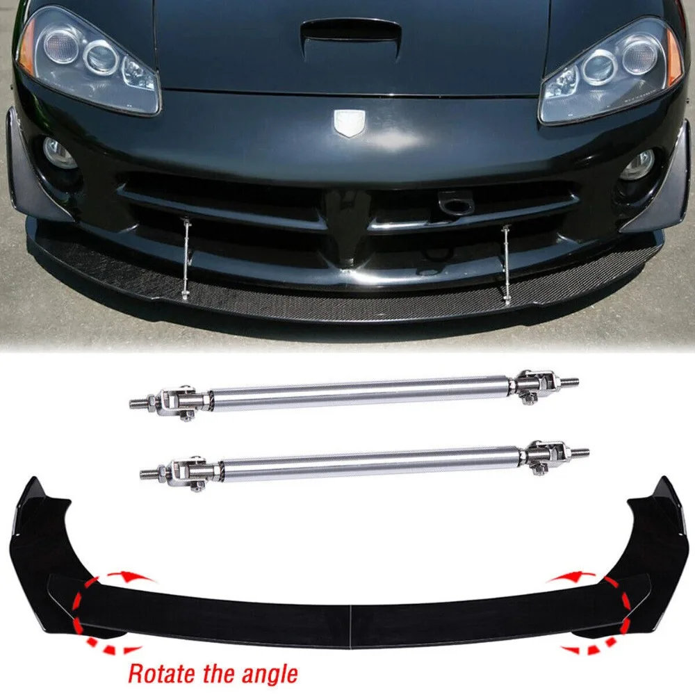 

Front Bumper Lip Splitter Spoiler+ Strut Rods For Dodge Viper 00-17 Glossy Black United States