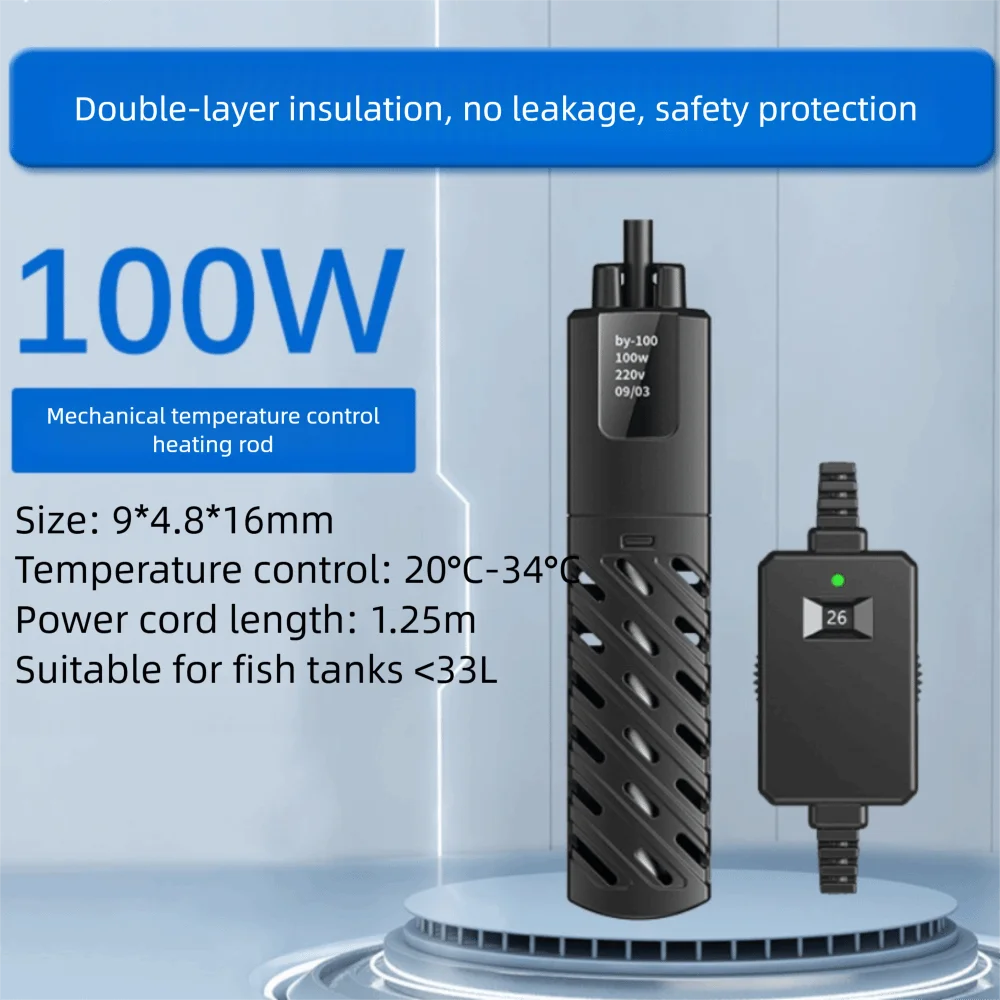 

Quartz Glass Aquarium Submersible Heater Low Water Level 30w-100w Fish Tank Heating Rod Constant Temperature Control Adjustable