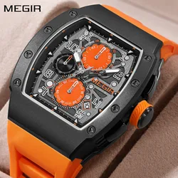MEGIR New Fashion Quartz Watch Men Luxury Silicone Sport Military Wristwatch Chronograph Waterproof Clock Relogio Masculino 8411