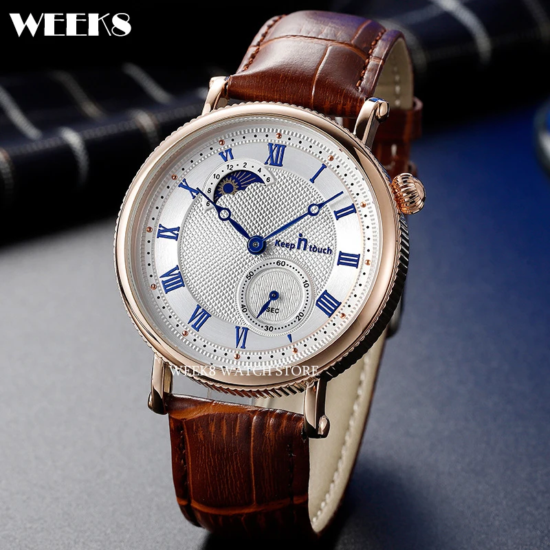 Sun Moon Phase Men Watch Quartz Waterproof Casual Business Man Reloj Male Clock Mens Wristwatch Luxury Classic Relogio Masculin