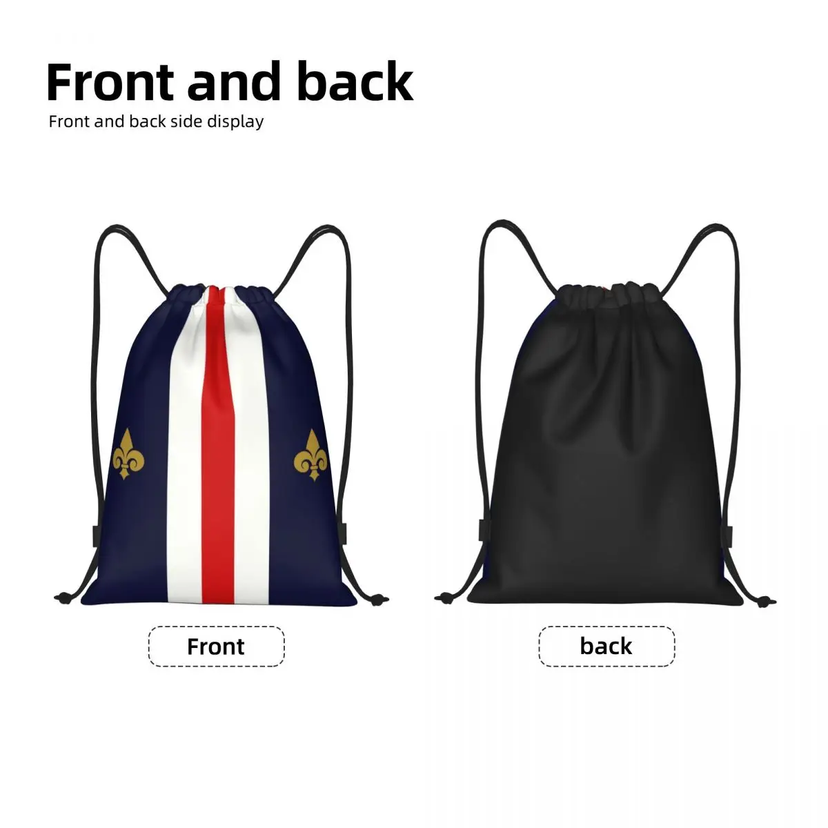 France Flag Drawstring Bag Men Women Portable Sports Gym Sackpack Lily Flower Training Storage Backpacks