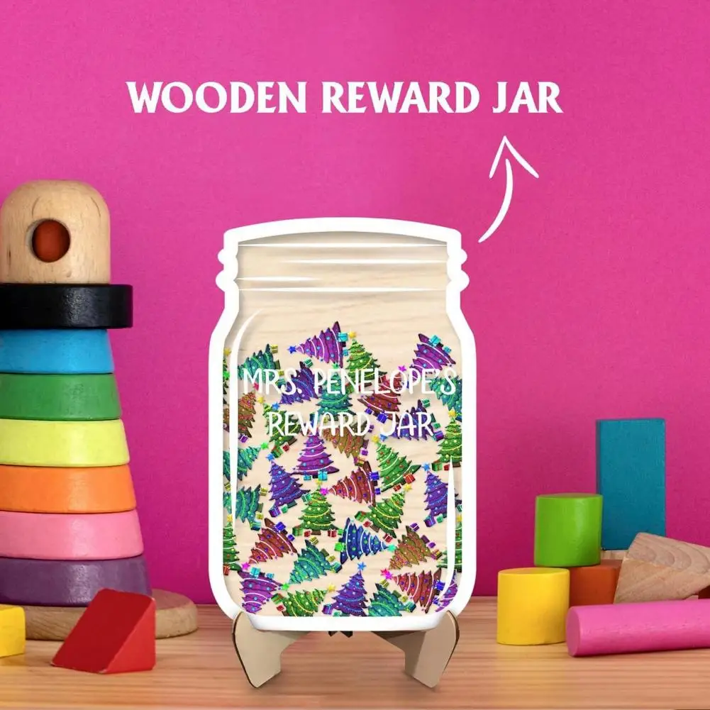 Classroom Behavior Management Tool Teeth Reward System for Children Wooden Christmas Tree Reward Jar Encouraging for Teachers