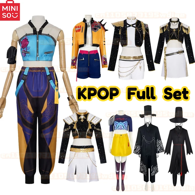 

Kids Rumi Zoey Mira Cosplay KPop Demon Hunters Costume Women Girls Black Golden Suit Saja Boys Halloween Role Playing Outfits