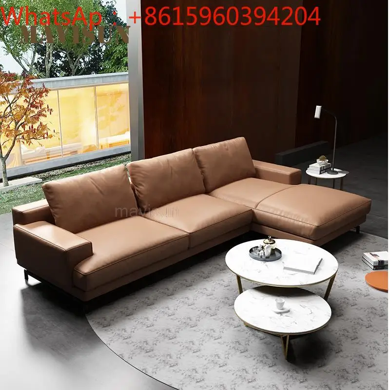 Modern living room furniture leather  custom color L shape high-end wedding dress hotel studio  large apartment