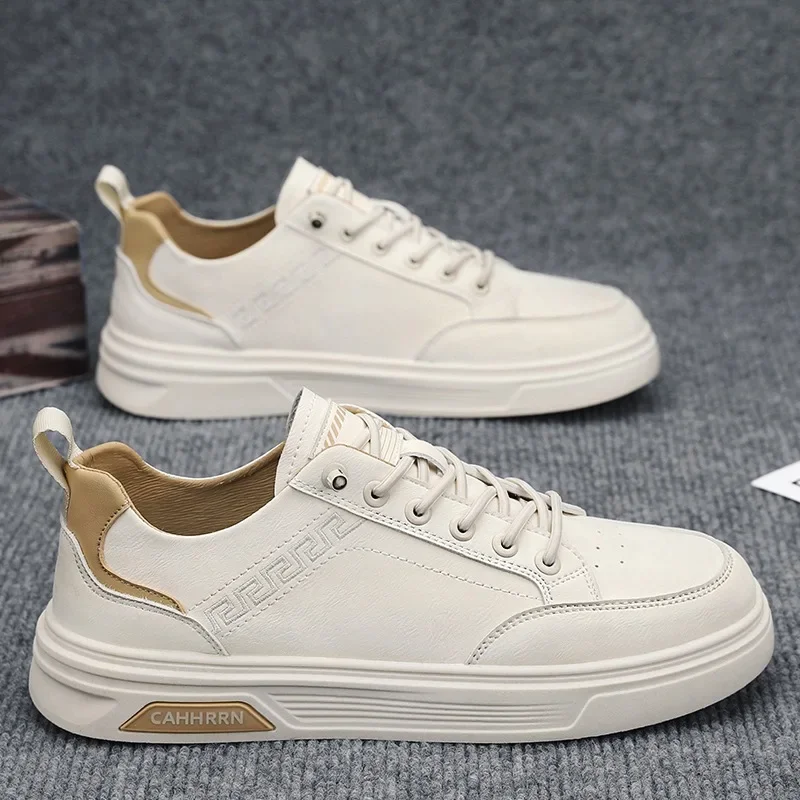 

Men 2025 New Spring Men Shoes Versatile Leather Surface Casual Shoes Student Youth Flat Comfortable Sneakers Zapatillas Hombre