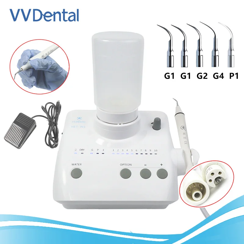 

Oral Hygiene Dental Ultrasonic Piezo Scaler Cavitron Teeth Cleaning Scaler Unit for EMS Teeth Scaler Detachable Handpiece 5Tips