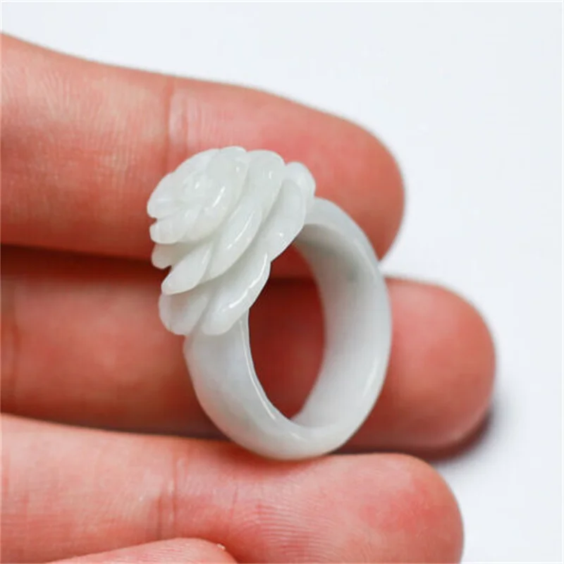 Certified Green 100% Natural A JADE Jadeite Rose Flower RING USA.6.25