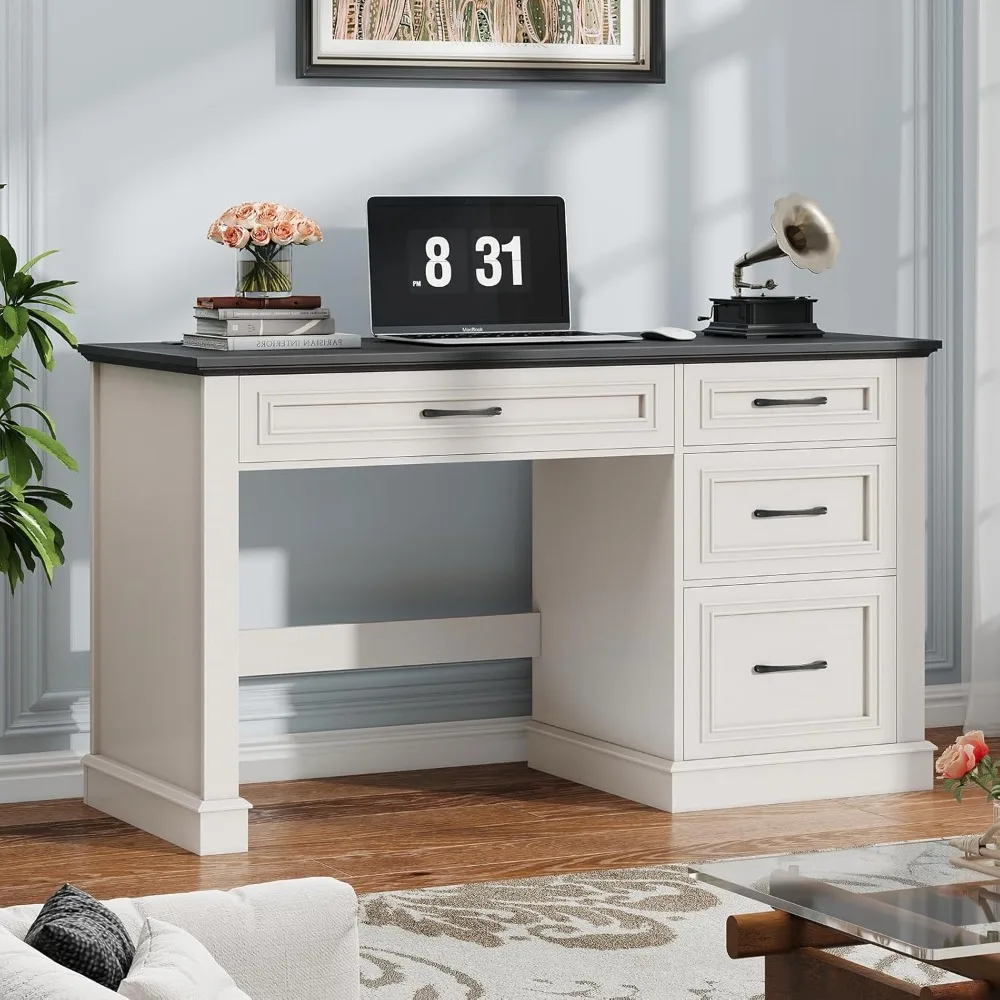 

Farmhouse 47" Executive Desk, Computer Desk with Drawers and File Drawer, Workstation Computer Desk with Charging Station for Ho