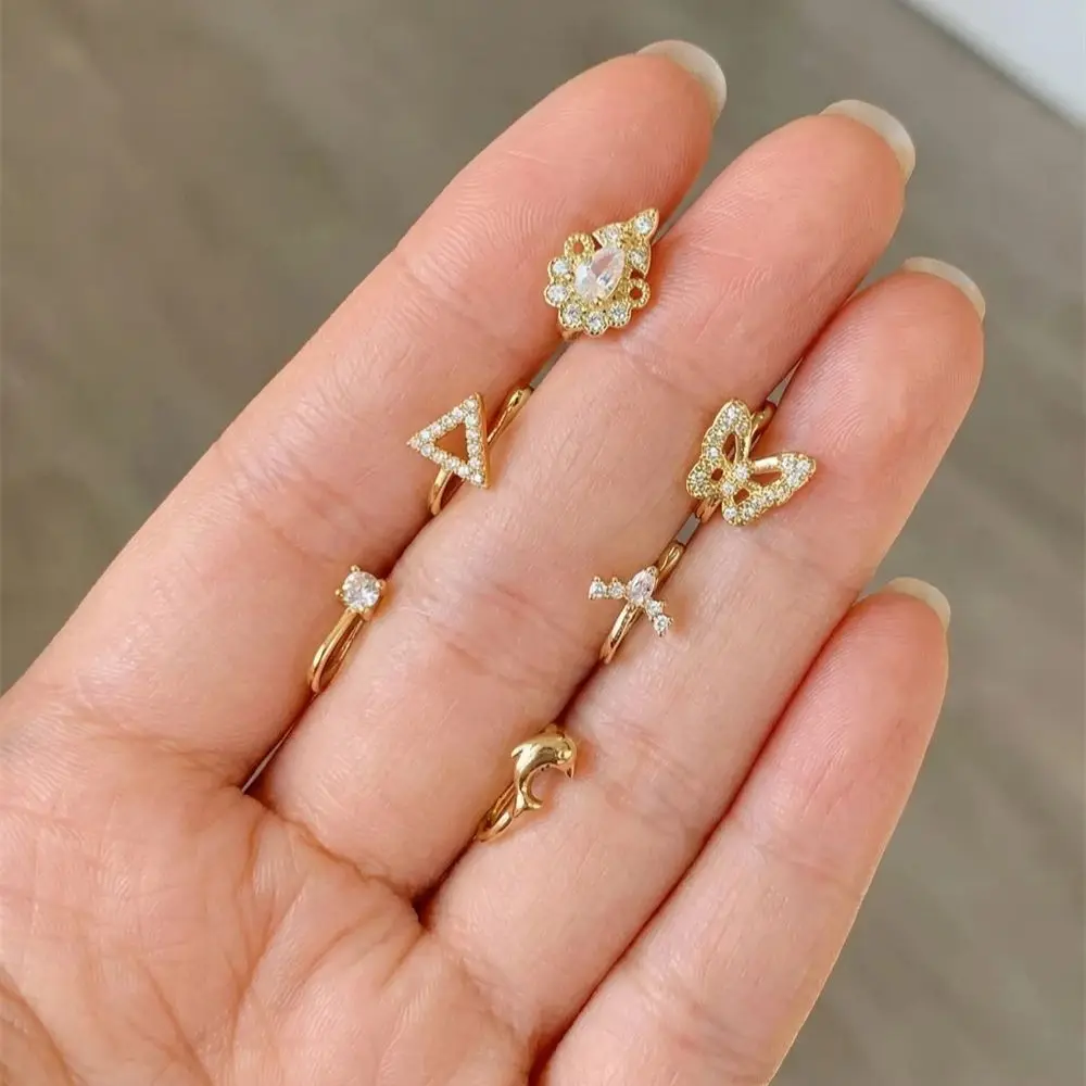 6-teiliges Nasenklammer-Set mit verschiedenen Mustern, ohne Piercing, für den täglichen Gebrauch, Party-Mode-Accessoire für Frauen, heiß begehrt, stilvolle Nasenloch-Dekoration