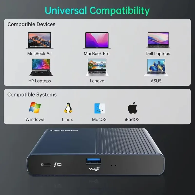 عرض ساخن لعام 2025 Acasis 5-in-1 Thunderbolt 4 Single 8K أو Dual 4K 60 هرتز 3 X Thunderbolt 4 Ports 40Gbps 1 X USB A(10Gb/s) Doc