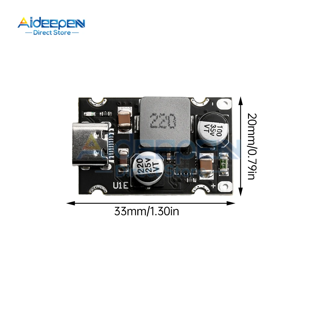 Módulo de carregamento rápido PD65W Tipo-C Interface USB suporta PD3.1 QC3.0 SCP PPS Carregador rápido 5V 9V 12V 20V 3.25A DC5521 DC5525