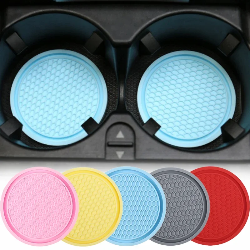 Car Coaster Anti-Slip Silicone Water Cup Pad Car Interior Bottle Cup Mat Cup Holder Pad Decor Auto Accessories