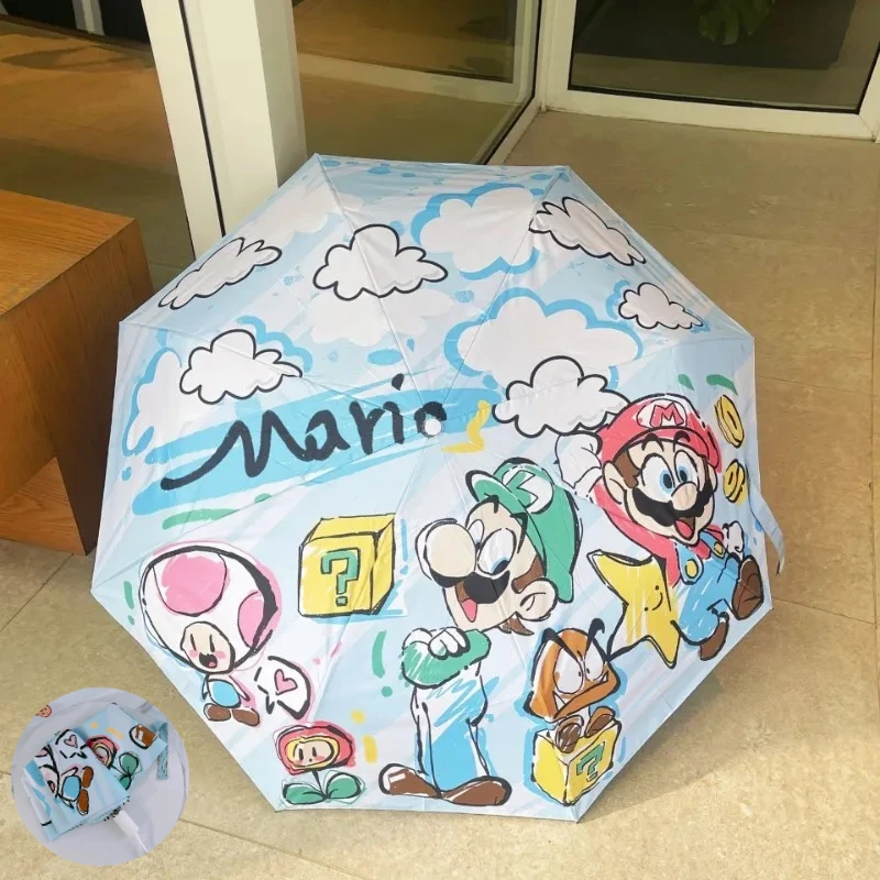 Juego Super Marios Bros paraguas dibujos animados niños paraguas plegable resistente al viento impermeable soleado lluvioso sombrilla lindos regalos