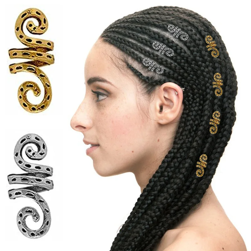 

Vintage Alloy Spring Hair Rings Large Hole Dreadlock Cuffs for DIY Synthetic Hair Braids Bead Supply