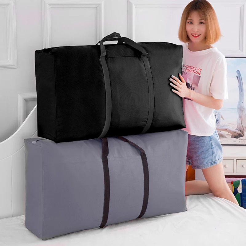 80*48*25cm Large Capacity Folding Duffle Bag Thin Travel Portable Moving Luggage Clothes Storage Bags Zipper Oxford Weekend Bag