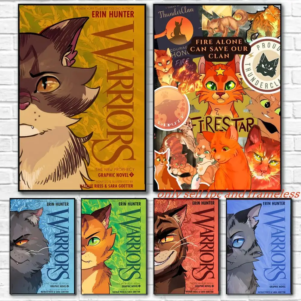 Neuartige Cartoon-Tiere W-Warrior Cats Poster HD-Poster Wandkunst Inneneinrichtung Flur Heimdekoration Urlaubsgeschenke