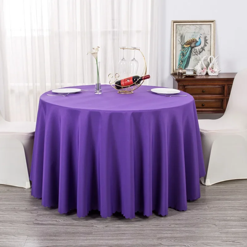 

Wedding Decoration Table Cloth Round Cover Polyester Linen Solid Colour Hotel Banquet Birthday Party Wholesale Durable Fashion