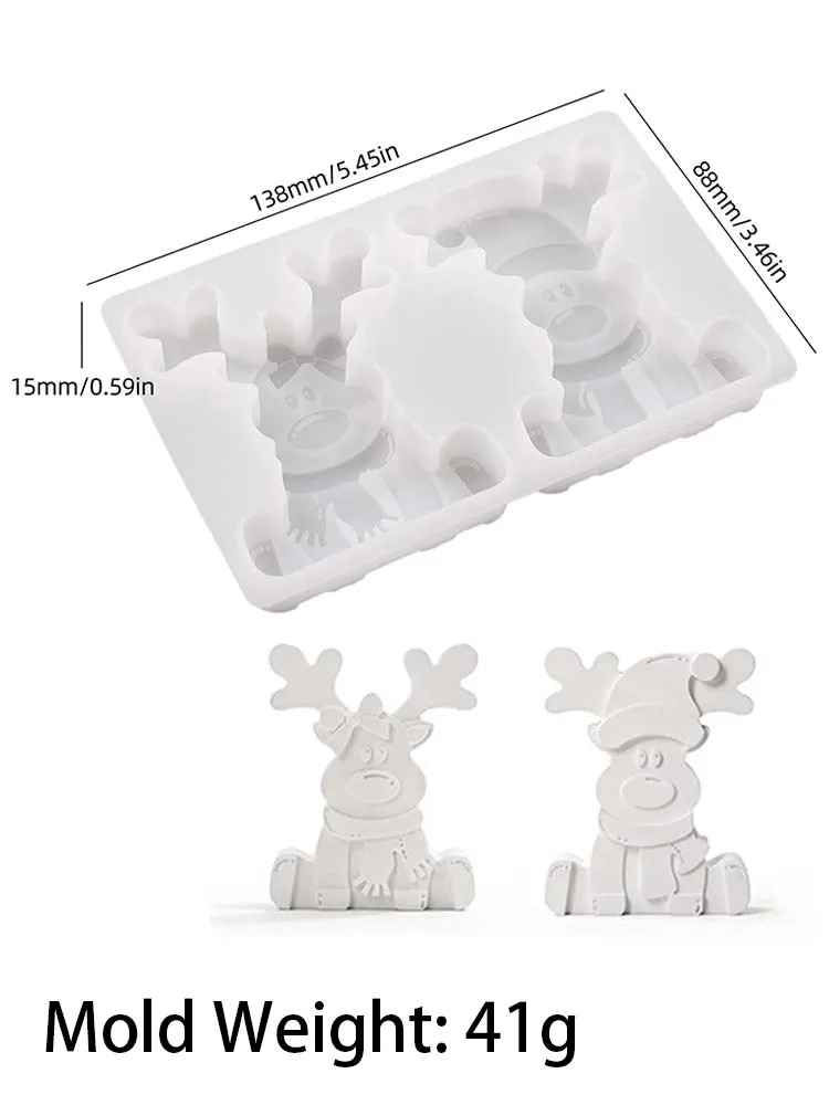 3D Rentier Silikonform DIY handgemachte kreative Weihnachten Ornament Gipsform süßes Paar Hirsch Handwerk Geschenk Weihnachten Dekor liefert