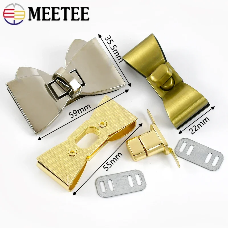 2/5Pcs 55x23/59X33mm Metal Twist Turn Locks Buckle Women Bag Bow Closure Lock Clasp Decorative Snap Hook Akcesoria do torebki