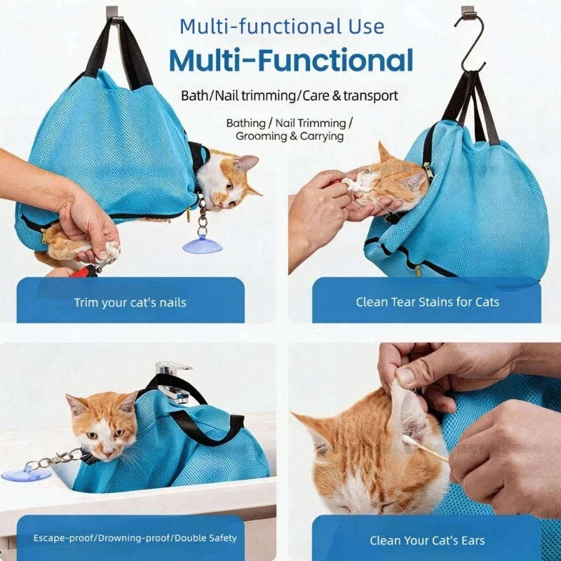 Machine Washable Bathing Wrap with Net Body, Blue Home Grooming best sale