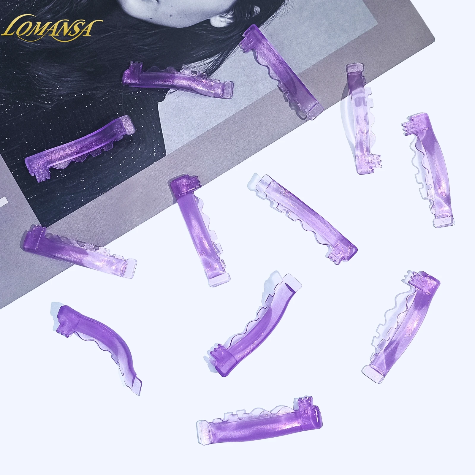 Lomansa 12Pcs C Curl Silicone Eyelash Perm Pads Sticky Lashes Rod Shield Lifting 3D Eyelash Curler Accessories Lash Lifting Tool