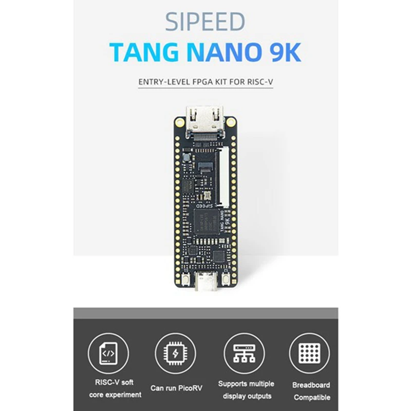 

For Tang Nano 9K FPGA Gaoyun GW1NR-9 RISC-V RV HDMI-Compatible Development Board+1.14 Inch SPI Screen+2.54Mm Pin Header