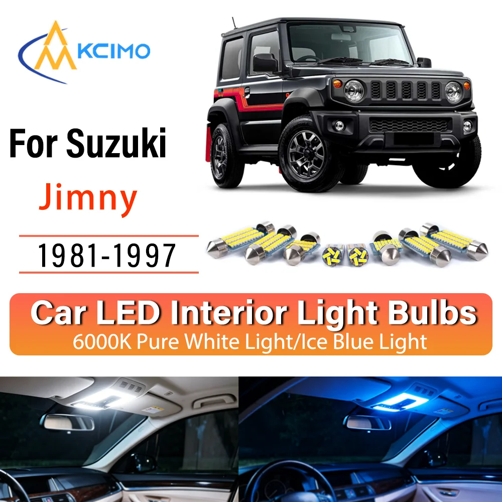 Kit d'éclairage intérieur LED à lueur persistante Plug & Play pour Suzuki Jimny 1981-1997 – Remplacement des lampes de dôme, de cartographie, de coffre et de cabine – Amélioration