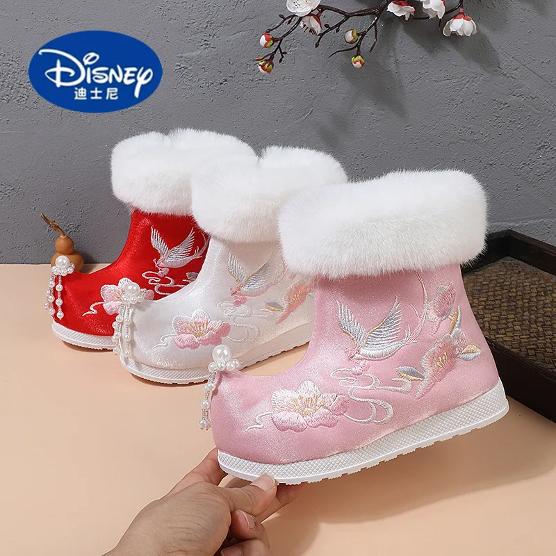 

Disney Kids Chinese Style Boots | Embroidered Cotton-Padded Snow Boots | Plush Lined & Festive Hanfu Design