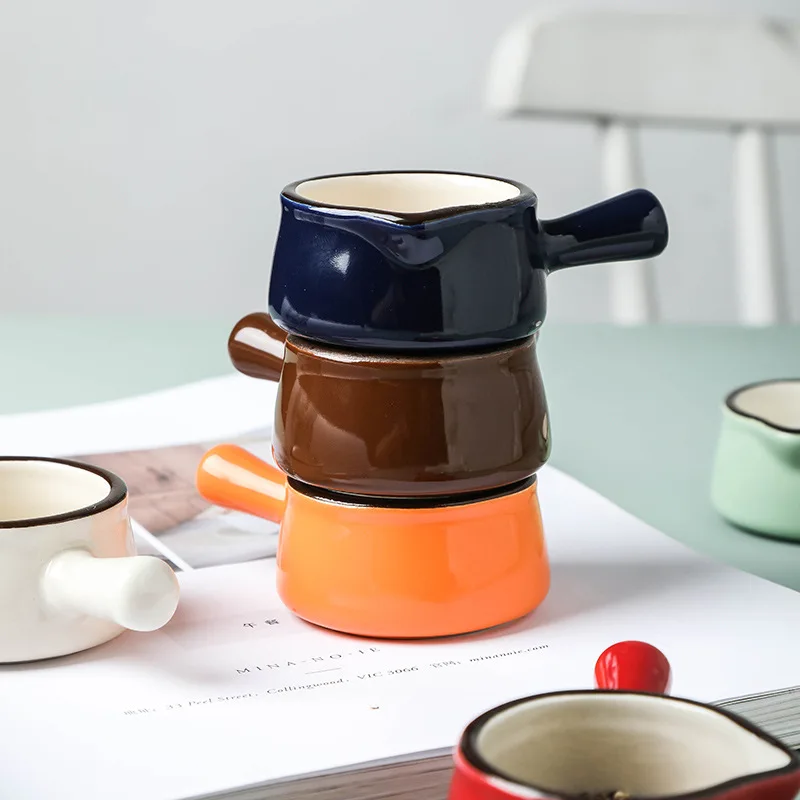 YWDL Mini Ceramic Milk Jug With Handle Seasoning Dish Vinegar Sauce Cup Milk Creamer Coffee Syrup Jar Dipping Bowls