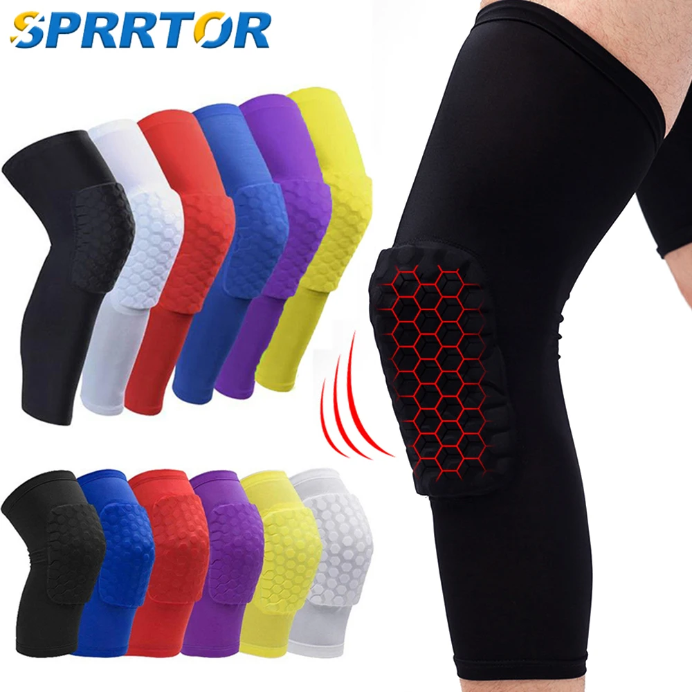 1PC Sports Safety Knee Pad Anti-collision Ventilation Volleyball Basketball Kneepad Compression Socks Knee Honeycomb Wraps Brace