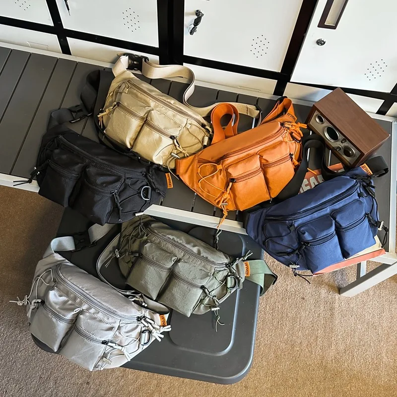 

Nylon waterproof chest bag shoulder cross-body multi-zipper large capacity equipment student sports satchel bag