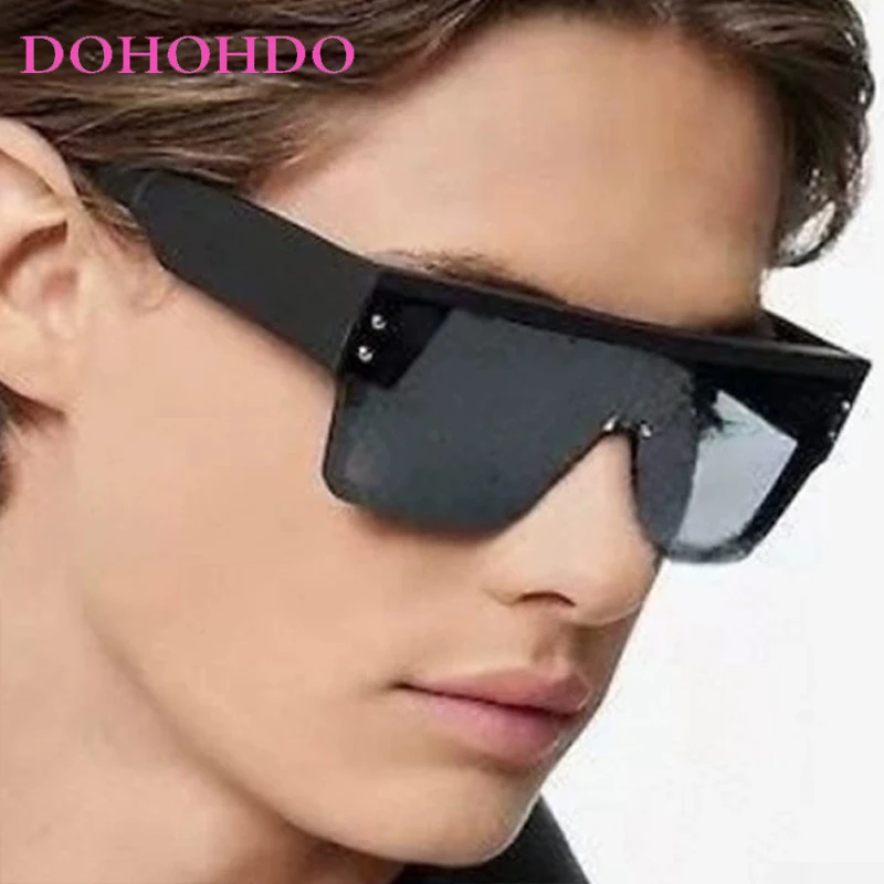 

Classic Oversized Square Frame Rivet Women Sunglasses Brand Design Men Sunglass One Piece Driving Sports Windproof Goggles UV400