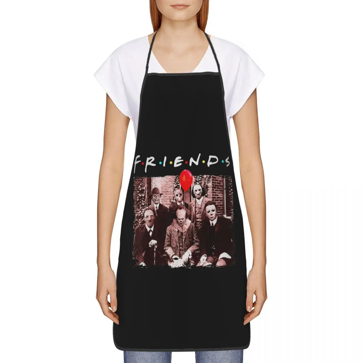 Horror Movie Friends Character Apron Women Men Unisex Bib Halloween Cooking Kitchen Tablier Cuisine Chef Gardening