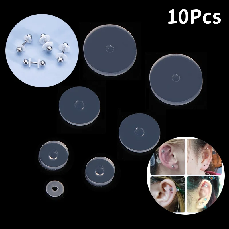 10Pcs Silicone Fixed O-Ring Piercing Healing Discs Soft Flat Spacer Washer Anti Hyperplasia Anti-sagging for Nose Ear Cartilage