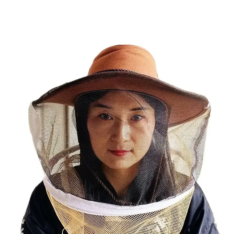 1PCS Small Red Fur Cowboy Beehive Insect-proof Hat 37.5CM Diameter Beekeeping Equipment