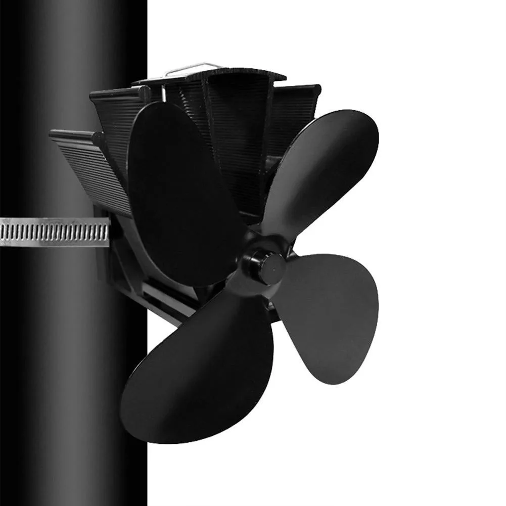Fireside Fan Fireplace Fan Garden Home 170*130*170mm 4 Blades Black For 5-6 Inch Flue Pipes Overheating Protection