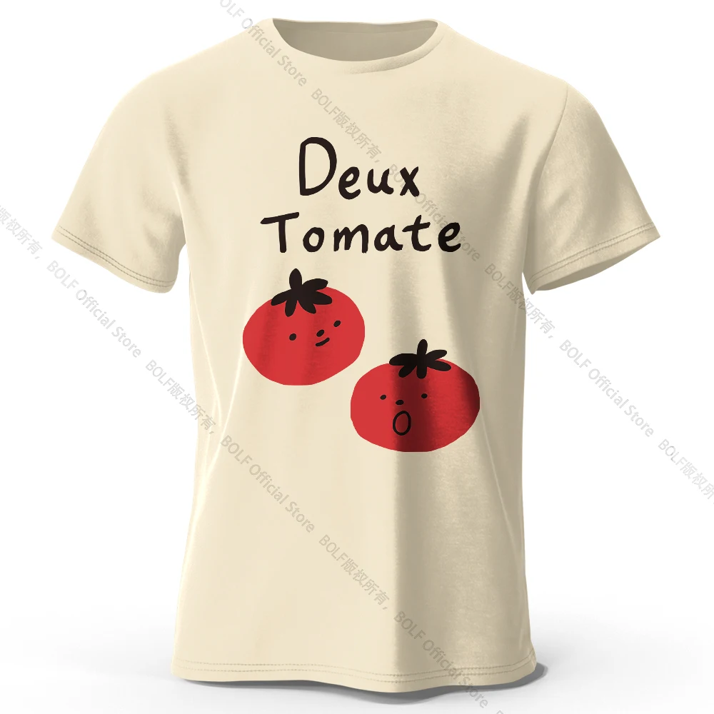 

Hand-Painted Tomato Print 100% Cotton T-Shirt Soft & Breathable Round Neck Short Sleeve Tee, Unisex Artistic & Fun Style