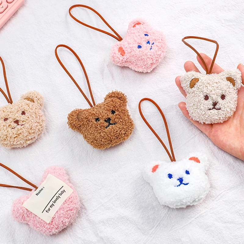 1PC Cute Plush Bear Pendant Key Chain Cartoon Stuffed Bear Dolls Anti-loss Key Ring Kindergarten Children's Name Tag Keyrings