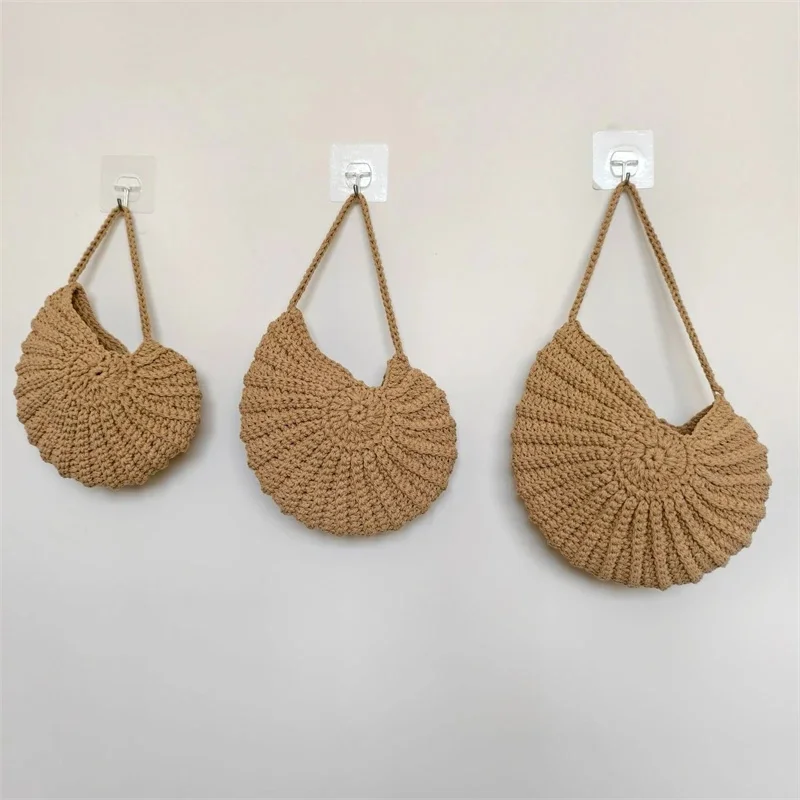 Nautilus Hanging Kitchen Storage Basket Handwoven Net Fruit And Vegetable Bag Wall Organizer For Small Kitchens Rustic Gift