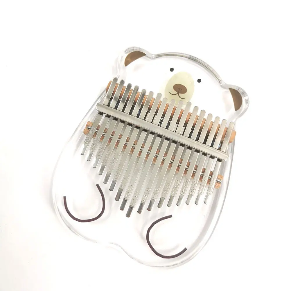 

1 шт. акриловая калимба с 17 клавишами, портативное пианино для пальцев в виде мультяшного медведя, инструмент для начинающих