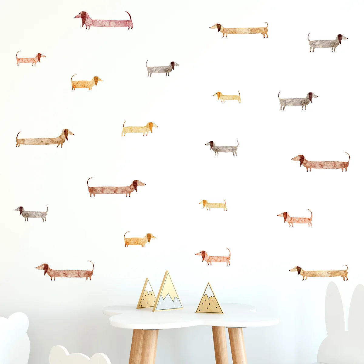 Watercolor Dachshund Dog Wall Decals Self-adhesive Pvc Animals Wall Stickers for Kids Room Nursery Baby Bedroom Wall Decoration