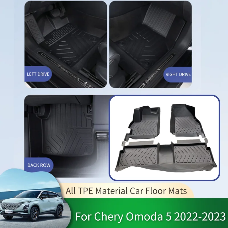 Car Waterproof Non-slip Floor Mats Full Surround Protective Liner Foot Pads Carpets for Chery Omoda 5 C5 Chirey Fownix FX 2023