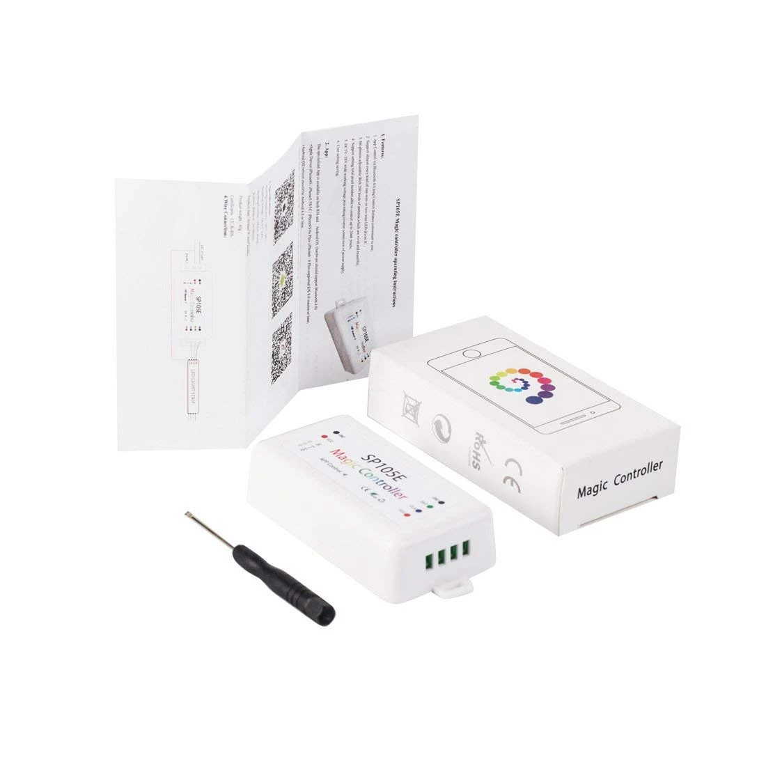 N93R 2 Pcs Bluetooth Controller: 1 Pcs SP105E Wireless Bluetooth Controller APP WS2811 WS2812B WS2801 SK6812 & 1 Pcs WS2812B SK6