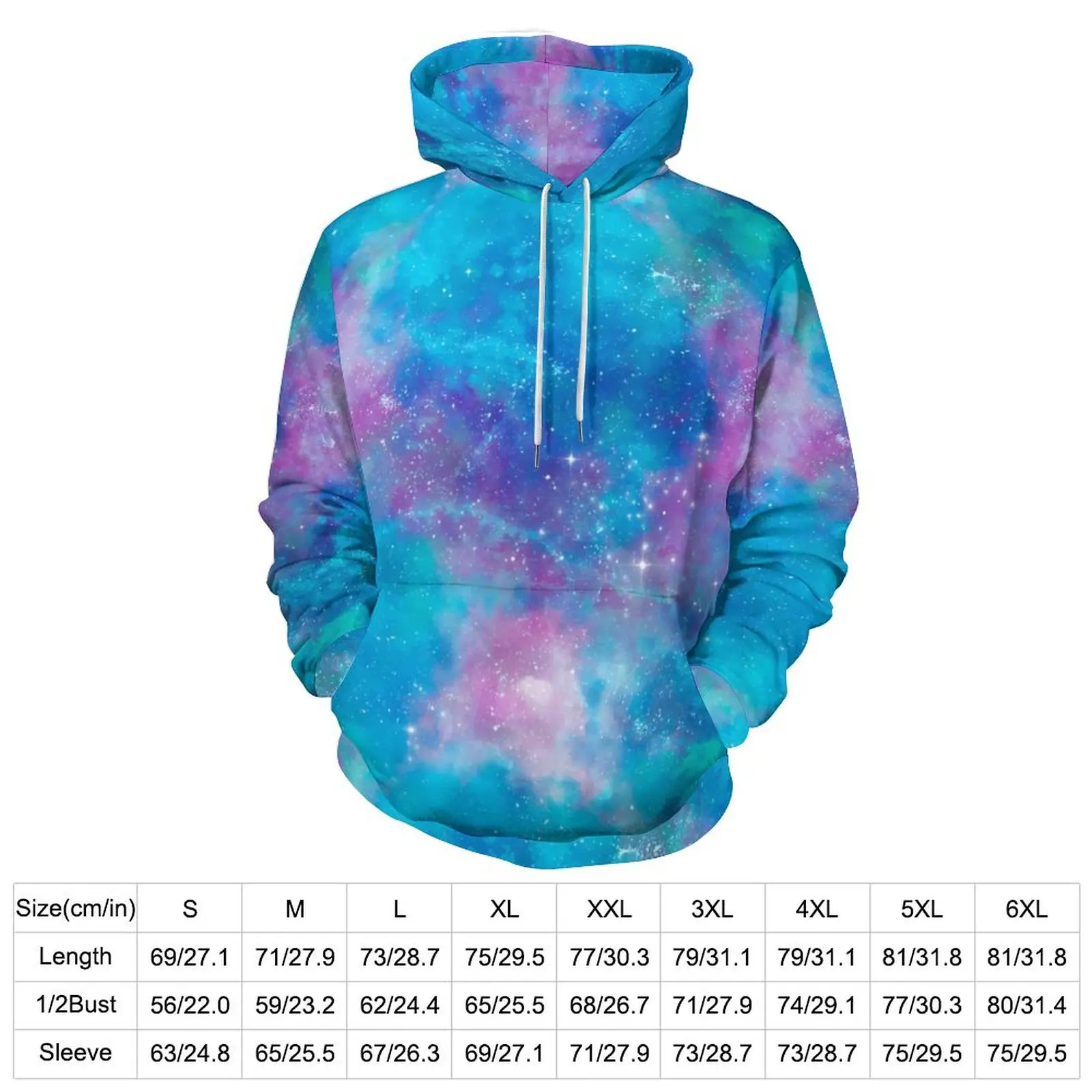 Painted Galaxy Casual Hoodies Long Sleeve Colorful Print Hip Hop Hoodie Spring Loose Printed Oversize Clothing