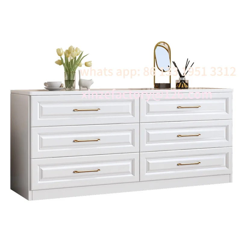 

Customizable Solid wood chest, bedroom storage cabinet, living room chest, bedside cabinet, dresser, integrated six-bucket locke