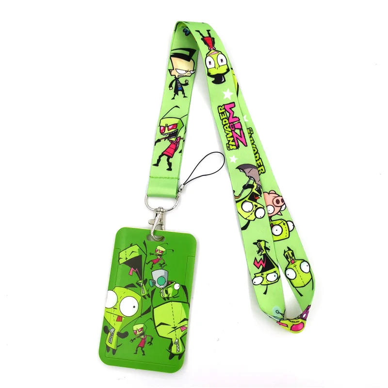 Invader Zim Art Cartoon Anime Fashion Lanyards Bus ID Name Work Card Holder Accessories Decorations Kids Gifts